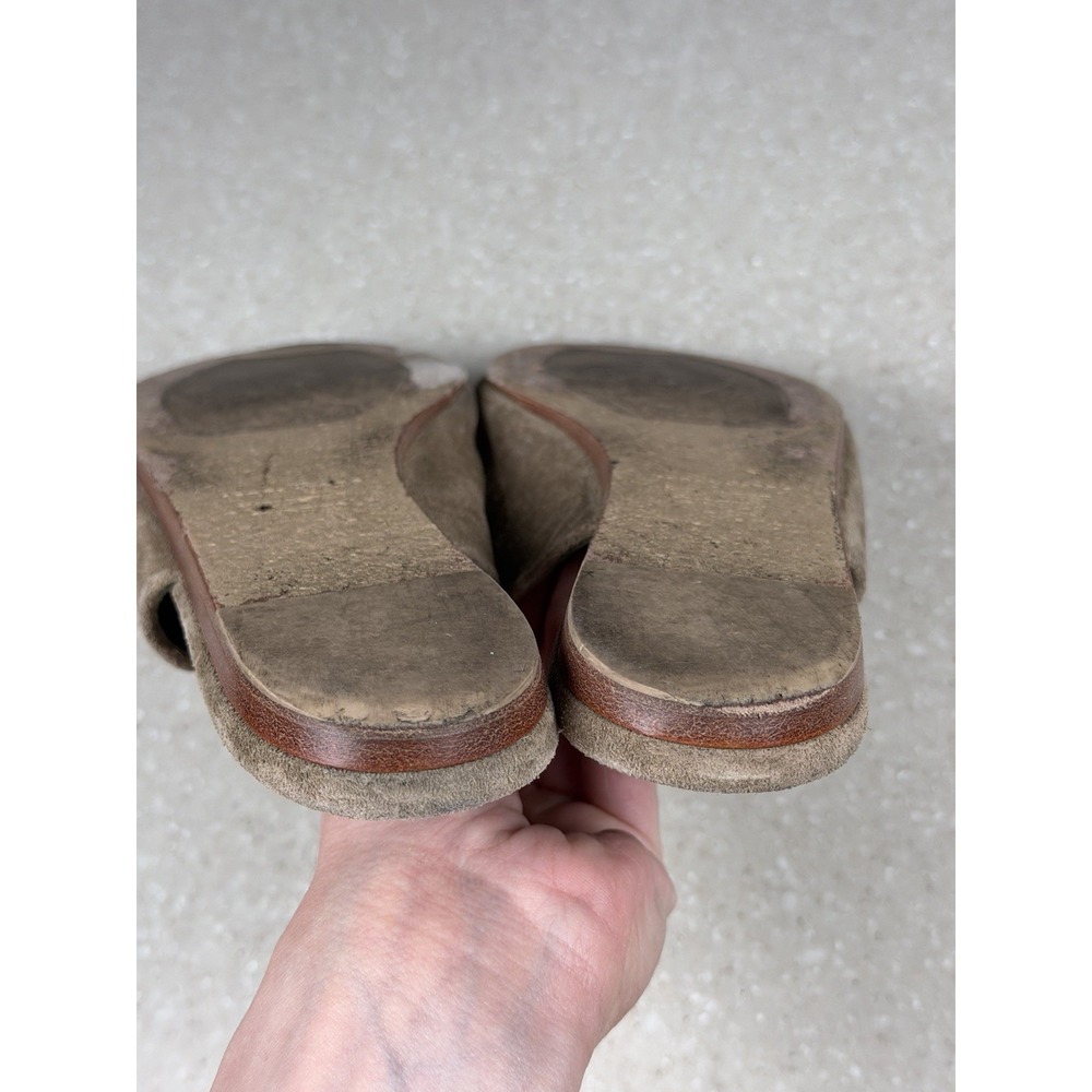 Jenni Kayne Laurel Suede Leather Taupe Green Mules Flats Womens Size 39 - Picture 8 of 10